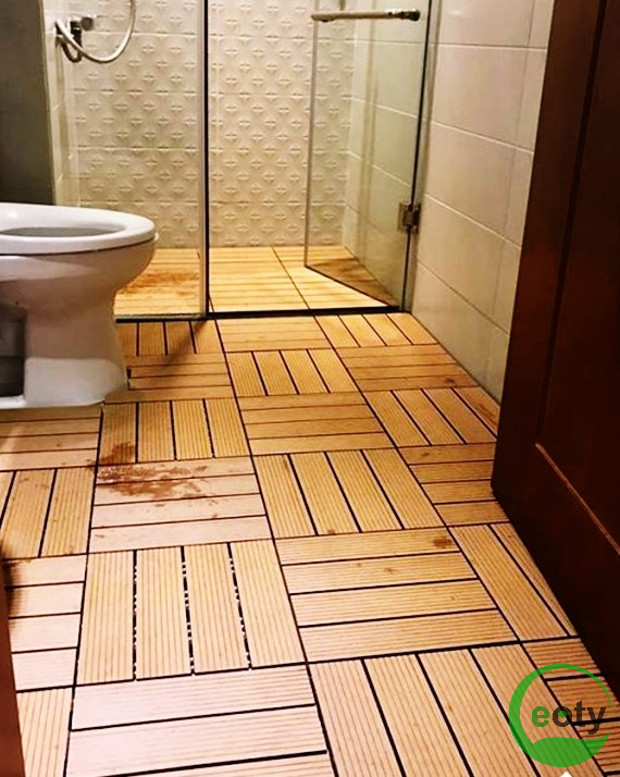 Vỉ gỗ tự nhiên ngoài trời lót sàn nhà tắm được không?